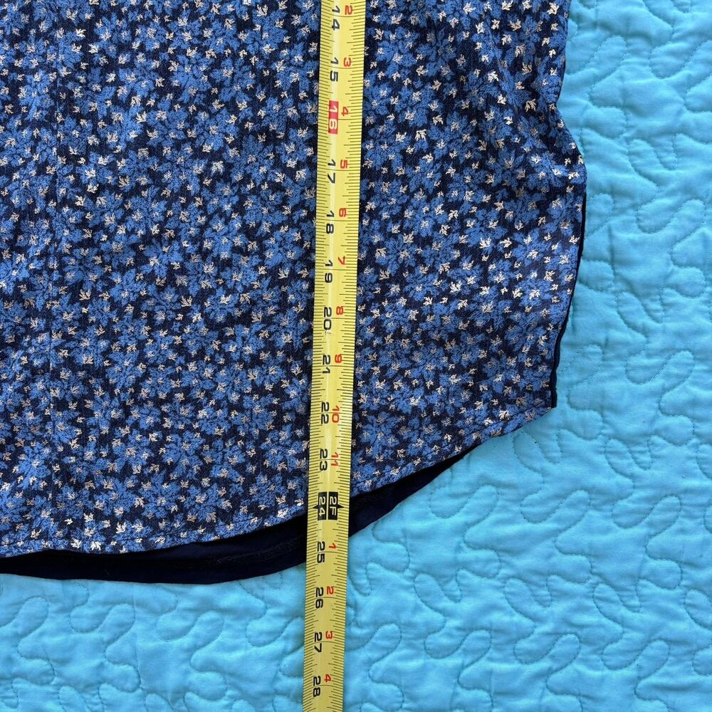 Michael Kors Blue Bohemian Gold Button Blouse Women’s Size Medium - Picture 4 of 6